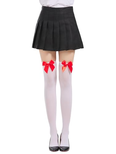 Image of SOUTHRO Thigh High Stockings & Fishnet Tights with Bow, Cute Kawaii Socks | Soft Nylon, Velvet & Satin Bow Styles; Thigh High, Knee High or Footed Tights; for Coquette, Halloween, Cosplay & Date