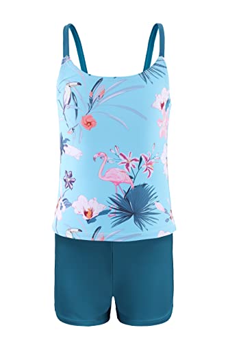 Girls Tankini Swimsuits Two Piece Bathing Suit with Boyshorts for Girls Hawaiian Swimwear Set 3-16 Years