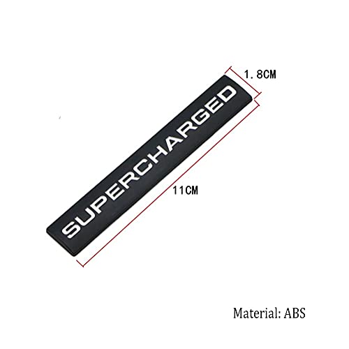 Image of 2Pcs 3D Raised Supercharged Logo Car Emblem Premium Auto Badge Rear Trunk Sticker Side Decal (Black White)