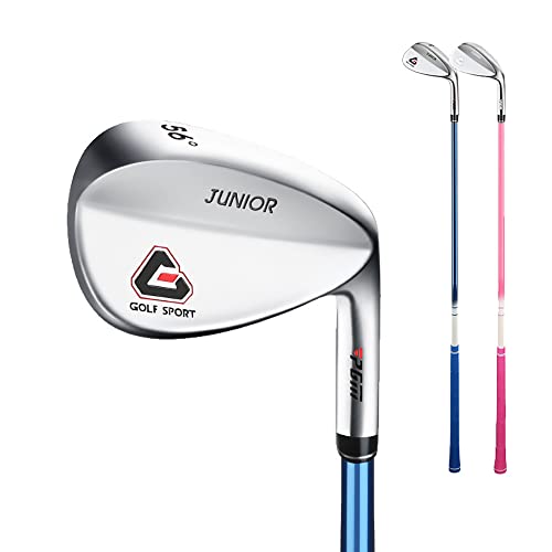 Praworęczny Junior Sand Wedge Golf Club Ages 3-12 Lekki wał węglowy Ze stali nierdzewnej Head 56 Loft Regular Flex Blue Pink dla dzieci Chłopcy Dziewczyny Uczące się umiejętności Sporty na świeżym pow