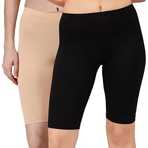 Image of SOIE Women's Mid Rise Soft Polyamide Spandex Knee Length Cycling Shorts