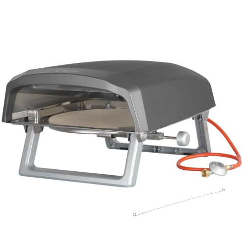BBQ-Toro Gas Pizzaofen mit Drehfunktion | Mobiler Pizza Ofen mit Pizzastein | 8,5 kW | Gasofen, Gasgrill Camping | Ofen 360° Drehbar (Pizzaofen mit rundem Pizzastein)