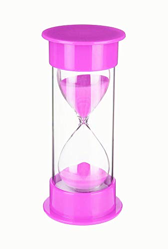 Temporizador de Arena Reloj de Arena de Reloj de Arena de 5 min / 10 Minutos / 15 mins / 20 mins / 40 mins / 45 mins / 60 Minutos para decoración de salón de Clase hogar y Oficina (15min, Rosa)