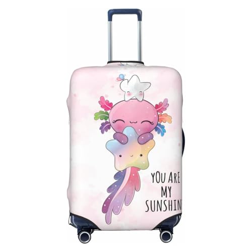 Kawaii Axolotl Star Hug Travel Luggage Covers - Elasticity Suitcase Covers Protector for Luggage 18-32 Inch