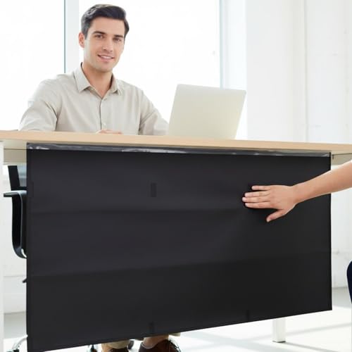 Panel divisor de privacidad para escritorio con organizador de cables, tela Oxford, 60 pulgadas miniatura 2