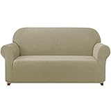 Subrtex 2-Piece Jacquard High Stretch Slipcover Furniture Protector for Settee Spandex Washable 3 Seater Cushion Couch Cover Coat (Sofa, Sand)