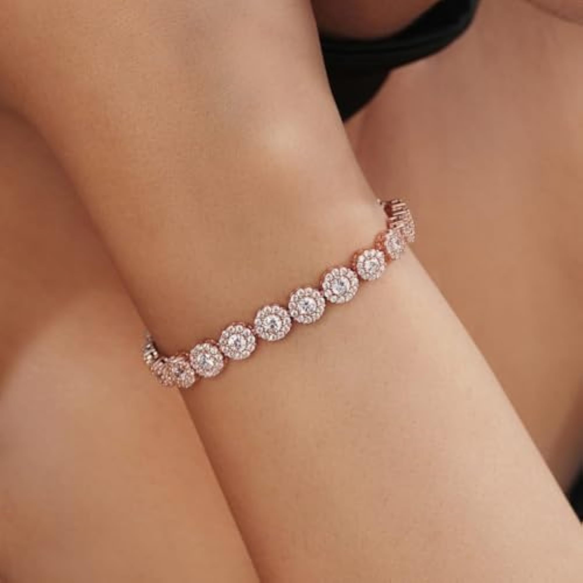 Women's Sparkling Rose Gold Plated 925 Silver Bracelet