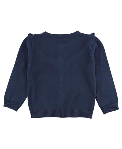 RuffleButts Dark Navy Sweater Knit Ruffle Trim Cardigan - 3T2