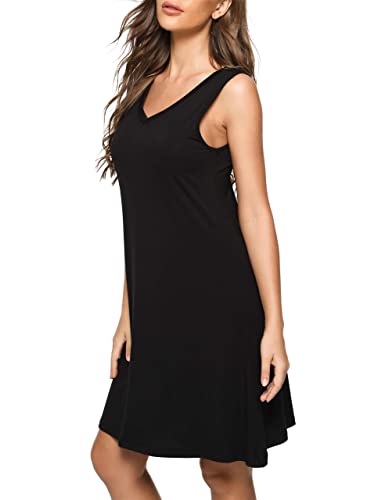 Image of GYS Cooling Bamboo Viscose Nightgowns for Women, Lightweight Sleeveless V Neck Sleep Shirt for Hot Sleepers, Soft Night dress