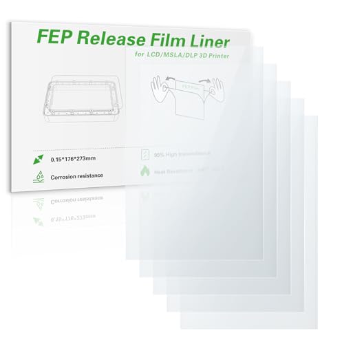 5 PCS Saturn 4 Ultra FEP Release Liner Film 273x176x0.15mm, 95% Transmitancia de Luz FEP Compatible with Elegoo Saturn 2/3/4/4 Ultra LCD MSLA DLP Resin Impresoras 3D