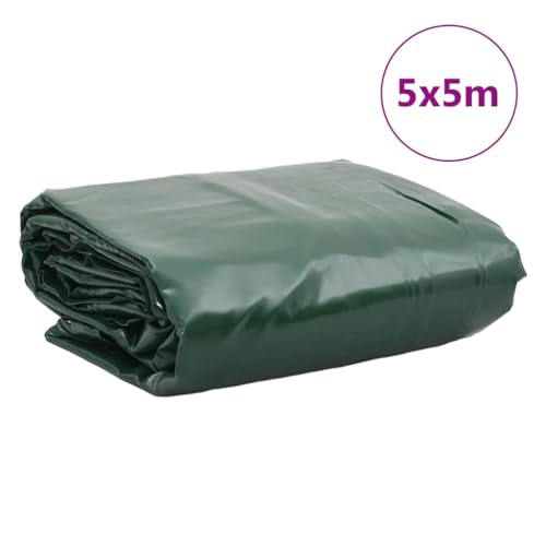 vidaXL Abdeckplane, Plane Abdeckung Reißfest Wasserfest, Schutzplane UV-Beständig Schimmelbeständig, Schutzhülle Zeltplane, Grün 5x5m 650 g/m²