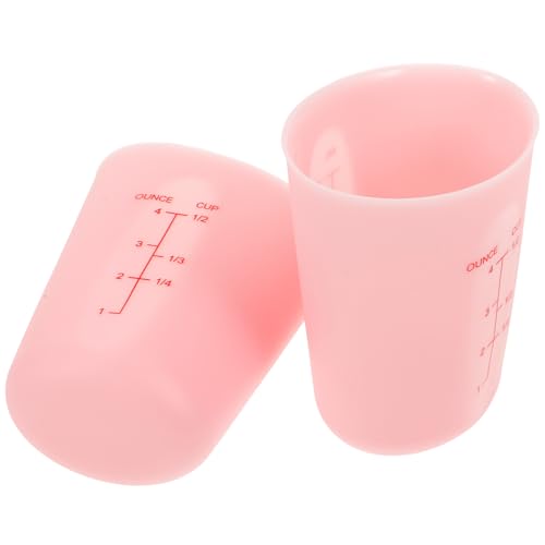 ANDRESLAD Juego de 2 Vasos Medidores de Silicona Semitransparente para Cocina y Repostería 125 Ml Doble Escala Graduada Resistentes al Calor Ideales para Medir Líquidos y Ingredientes