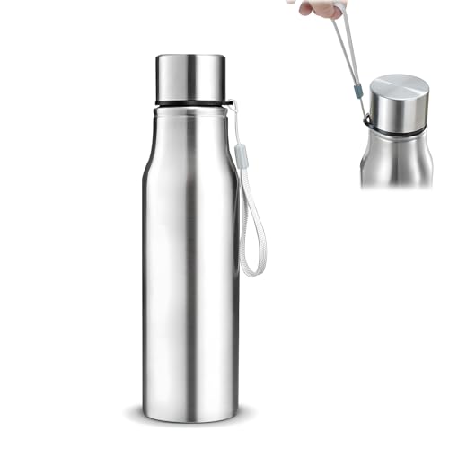 GJV Borraccia portatile in acciaio inox, a parete singola, grande, da campeggio, con manico, bocca larga, a prova di perdite, leggera, per sport all'aria aperta (680,4 g)