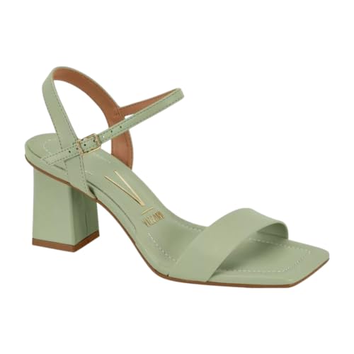 Sandália Feminina Vizzano Salto Bloco Confortável Tira Única e Elegante (Verde Luna, BR, Adulto, Numérico, 36)