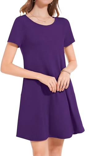 Image of Womens Summer Dresses Beach Casual Loose Tshirt Floral Short Sleeve Flowy Pockets Sundresses 2026