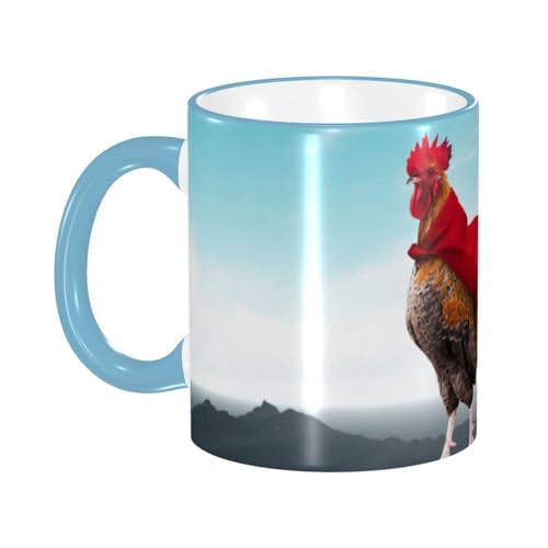 スーパーヒーローのニワトリ アニメ マグカップ 陶器 マグ スープ マグカップ カップ コーヒーカップ ティーカップ Mug 330ml 磁器 耐熱 食器洗浄機対応 簡潔 人気 かわいい おしゃれ 両面プリント 家庭用 キチン用 プレゼント