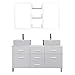 Virtu USA Maybell 55 inch Double Sink Bathroom Vanity Set in White w/ Square Vessel Sink, White Engineered Stone Countertop, Single Hole Polished Chrome, 2 Mirrors - UM-3063-S-WH