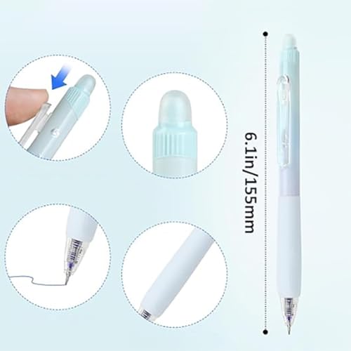 6 bolígrafos retráctiles de tinta de gel borrable 0.5 mm miniatura 2