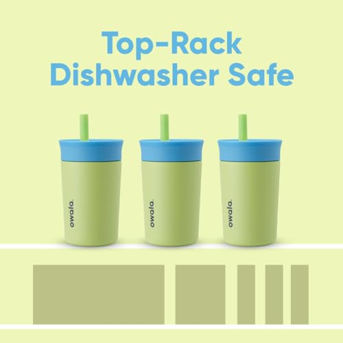Owala Kids Insulation Stainless Steel Tumbler with Spill Resistant Flexible Straw, Easy to Clean, Kids Water Bottle, Great for Travel, Dishwasher Safe, 12 Oz, Blue and Light Green (Turtley Awesome) - Image 6