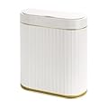 ELPHECO Motion Sensor Trash Can 2.5 Gallon Waterproof Motion Sensor Wastebasket, Bathroom Trash Bin, Garbage Bin for Kitchen and Office Use, White with Golden Trim