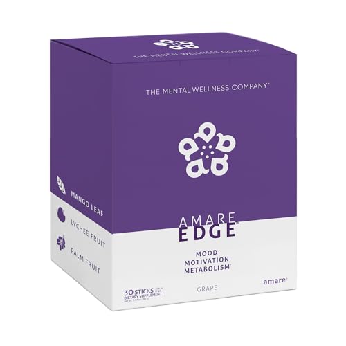 Image of Amare Edge Plant Based Nootropic Powder Drink for Endurance and Motivation, Grape, 30 Servings