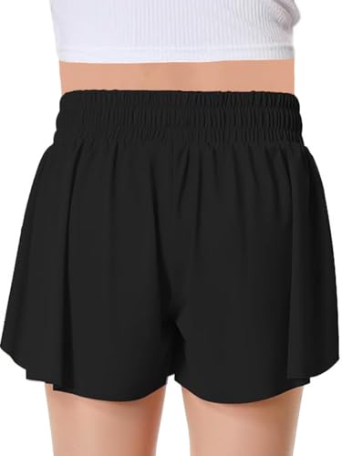MODERN ASIR 3 Pack Girls Flowy Shorts with Spandex Liner 2-in-1 Youth Butterfly Skirts for Fitness, Running, Sports4