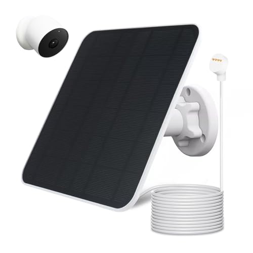 Solar Panel Charger Compatible with Google Nest Cam Outdoor or Indoor, Battery - 2nd Generation, 5W, 13Ft Charging Cable