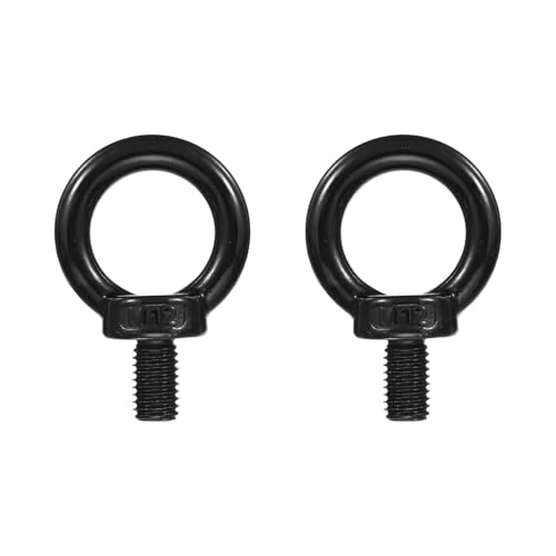 Image of PATIKIL Lifting Eye Bolts M12 x 20mm, 2 Pcs 304 Stainless Steel Shoulder Ring Threaded Screw Machinery Shoulder Eyebolt for Lifting Hanging, Black