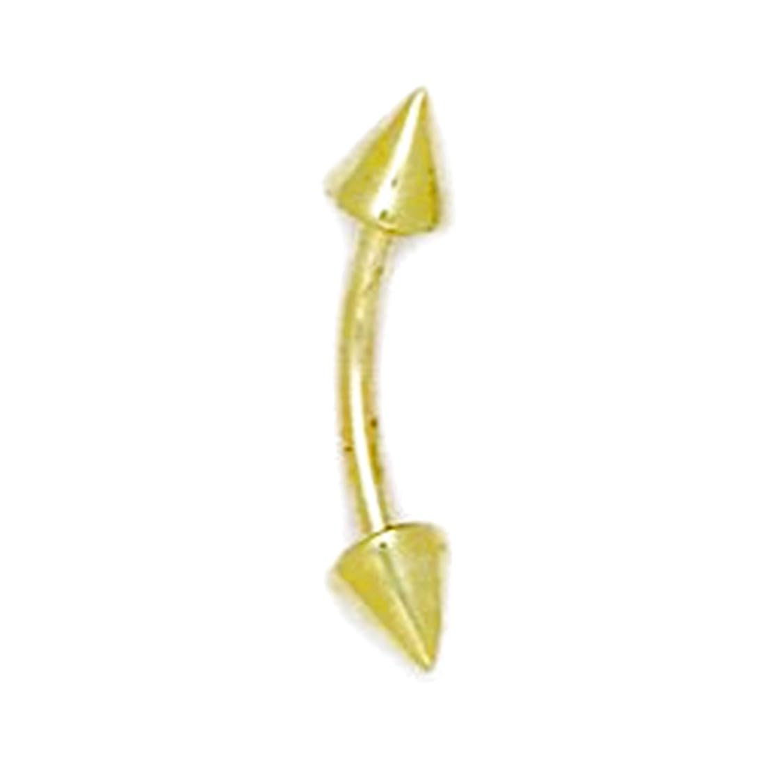 14 K Gelbgold Dicke 16 Augenbrauenpiercing Hantel Piercing Schmuck Spikes misst 17 - Größe 17 x 4 mm