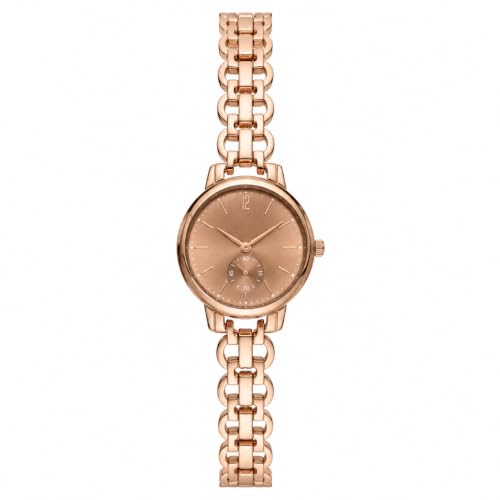 Image of HALFDOT Women's Brown Analog Wrist Watch | Elegant Chain-Link Metal Strap Quartz Watch | Fashion Wrist Watch for Women & Girls
