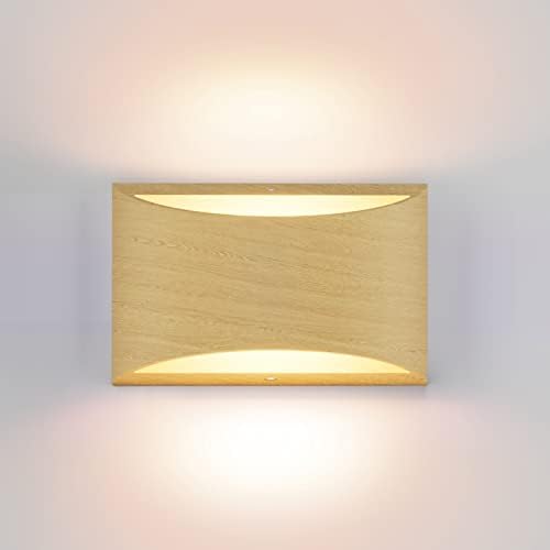 Aipsun Aluminum Modern Wall Light Fixtures 1 Pack Indoor LED Wall Sconce Hardwired Wood Texture Up and Down Wall Mount Light for Living Room Bedroom Hallway Corridor 3000K(with G9 Bulbs)