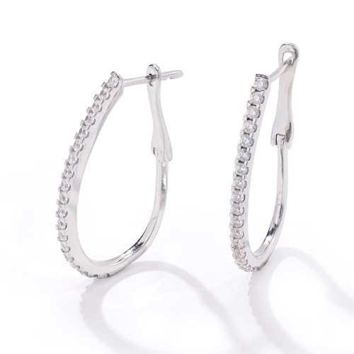 JTV 3.6 ct Cubic Zirconia Hoop Earrings for Women - Rhodium-Plated Sterling Silver - Tarnish-Resistant, Lightweight Elegant Hoops with Secure Clasp - Gift Box Included - Hoop Single Set