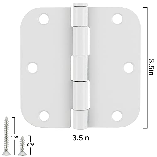 White Door Hinges 3.5" X 3.5 Inch Interior Door Hinges For Doors 3 1/2"5/8"Radius Door Hardware Non Removable Bedroom Door Hinge Bulk Heavy Duty Steel Bisagra De Puerta Blanca 3 Pack Door Accessories #TOP3