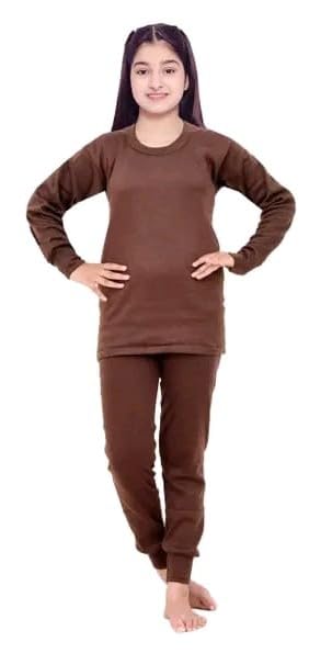 AADI ZINESVAR Thermal Winter Wear Set for Girls, Long Sleeve Top and Bottom Set, Kids Body Warmer Set Pack of 3, Black, Brown, Navy Blue (3, Multicolours, 14 Years - 15 Years) 1