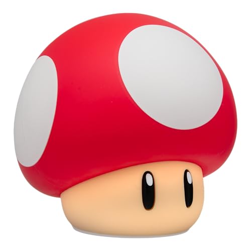 Paladone Super Mario Candeeiro Super Mushroom SquishyGlo – Luz noturna de silicone recarregável com 3 níveis de brilho, produto oficial da Nintendo