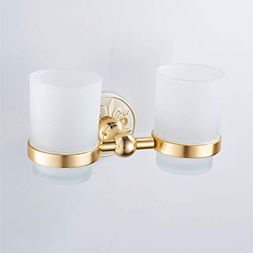 Preisvergleich Produktbild Rishx Europäischen Stil Kreativen Raum Aluminium Badezimmer Paar Doppelzahnbürste Cup Rack Set Gurgeln Cup Holder Badezimmer Zubehör