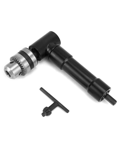 QWORK 90 Degree Right Angle Drill Attachment Adapter with 8mm Hex Compatibility for Power and Hand Drills
