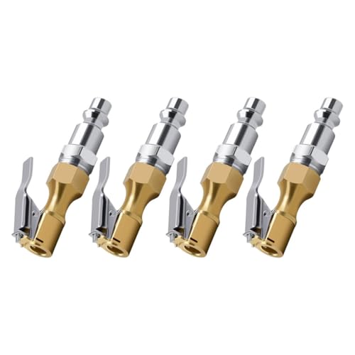 MUCKLILY 4pcs Heavy Duty Locking Tire Air Chuck with Clip Quick Connect Inflator Adapter for Car Tires Portable Inflator Nozzle for Air Compressor Accessories