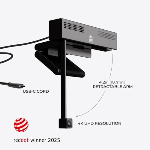 Image of iContact Camera Pro 4K HD Webcam with Eye Contact, Noise Cancelling Mic, Plug and Play USB for Mac & PC Zoom Certified, Works with Teams, Meet, Streaming, and Video Calls (4K Pro Webcam)