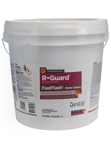 Prosoco Roller Grade FastFlash | Waterproof and Airtight Fluid-Applied Flashing Membrane - Trusted by Professionals (2 GAL)