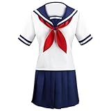 HSFESMGS Anime School Girl Uniform Yandere Simulator Cosplay Costume Ayano Aishi Yandere Chan Pleated Skirt Suit Halloween (blue, X-Large)