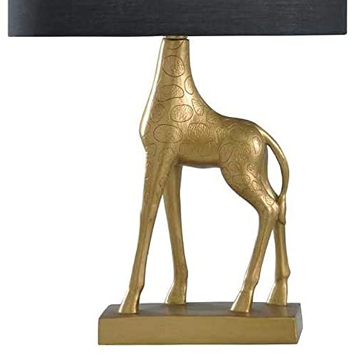 Collective Design L25295Ds Signature 27In 60W Portable Polyresin Giraffe Desk Table Lamp Light W/Navy Blue Hardback Shade For Bed Or Living Room, Gold #TOP2
