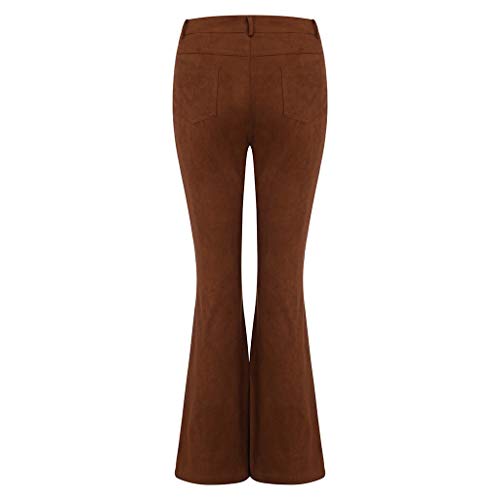 Toimothcn Women\'s Corduroy Bell Bottom Flare Trousers High Waisted Stretch Wide Leg Long Pants(Brown 1,M)