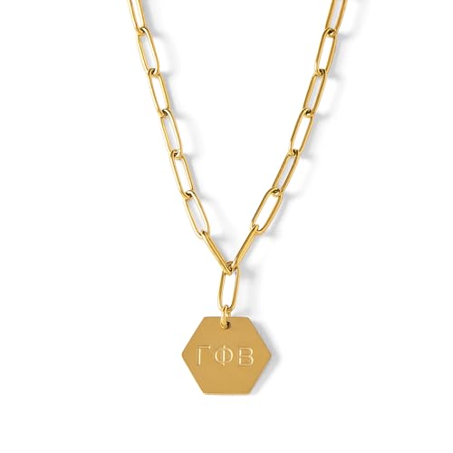 Sorority Shop Gamma Phi Beta Paperclip Necklace — GPB 18K Gold Plated Sorority Gifts Necklace, Long-Lasting Gamma Phi Beta Gifts for Women