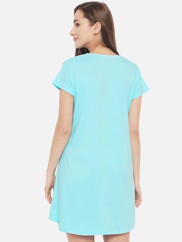 Image of Fflirtygo Women's Cotton Nighty | Printed Knee Length Night Gown |Relaxed Fit Nightwear |Short Nightdress| Long T-Shirt | Sleepwear & Casual Wear Nighty (Pack of 2)
