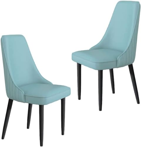 SJIALEN Modern Dining Chairs 2 Set, Home Restaurant Metal Back Stools Makeup Chairs Living Room Dining Table Chairs Kitchen Chair (Color : Lake Blue, Size : 93 * 53 * 48cm)
