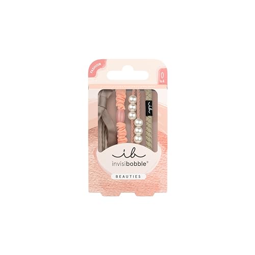 invisibobble BEAUTIES Powdery Pearl (4 piezas) – Ligas trenzadas en rosa y pastel – Espirales para mujer y niña – Elegantes, suaves y versátiles