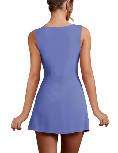 Image of Women's Sexy Sleeveless Square Neck Bodycon Ruched Split Party Club Mini Tank Short Dress