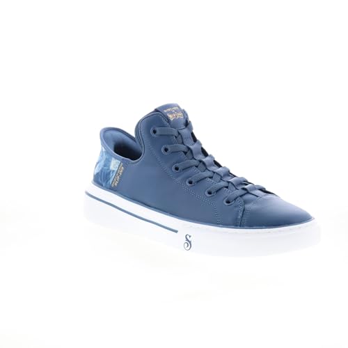 Skechers - Mens Premium Leather Slip-Ins Snoop One - Og Slip On Shoes, Color Navy, Size: 8.5 M US