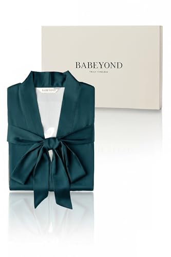 Image of BABEYOND Kimono Robe Cover up with Box Long Floral Satin Sleepwear Silky Bathrobe Bachelorette Robe